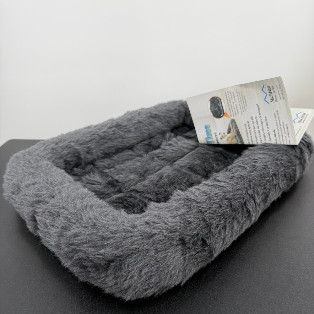 MidWest Homes for Pets Bolster Dog or Cat Bed 18L-Inch Gray Comfortable Bolster